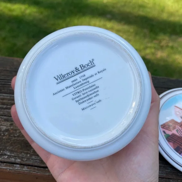 Vintage Villeroy & Boch Village Square Design Naif Trinket Porcelain Candy Box - Picture 9 of 10